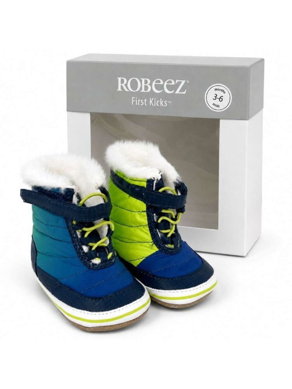 Robeez Aspen Baby Winter Boots 3-6 M Soft Sole Faux Fur Booties Early Walker
